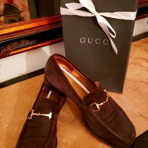 Gucci Classic Horsebit Brown Suede Loafers